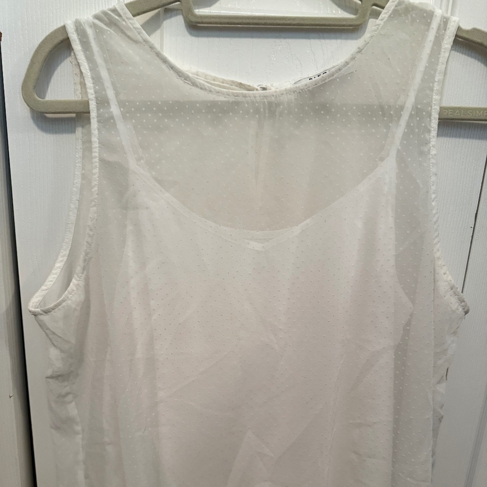 Pieces Swiss Dot Lined Sleeveless Blouse